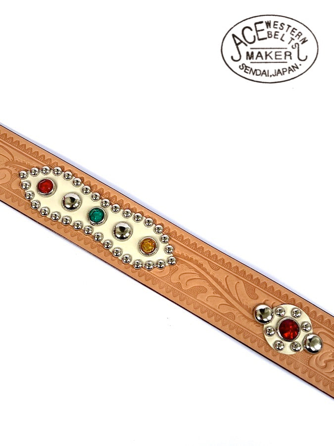 ★ Style No.180H with 50's Jewels ★ Handmade Vintage Cowboy Belt - Russet