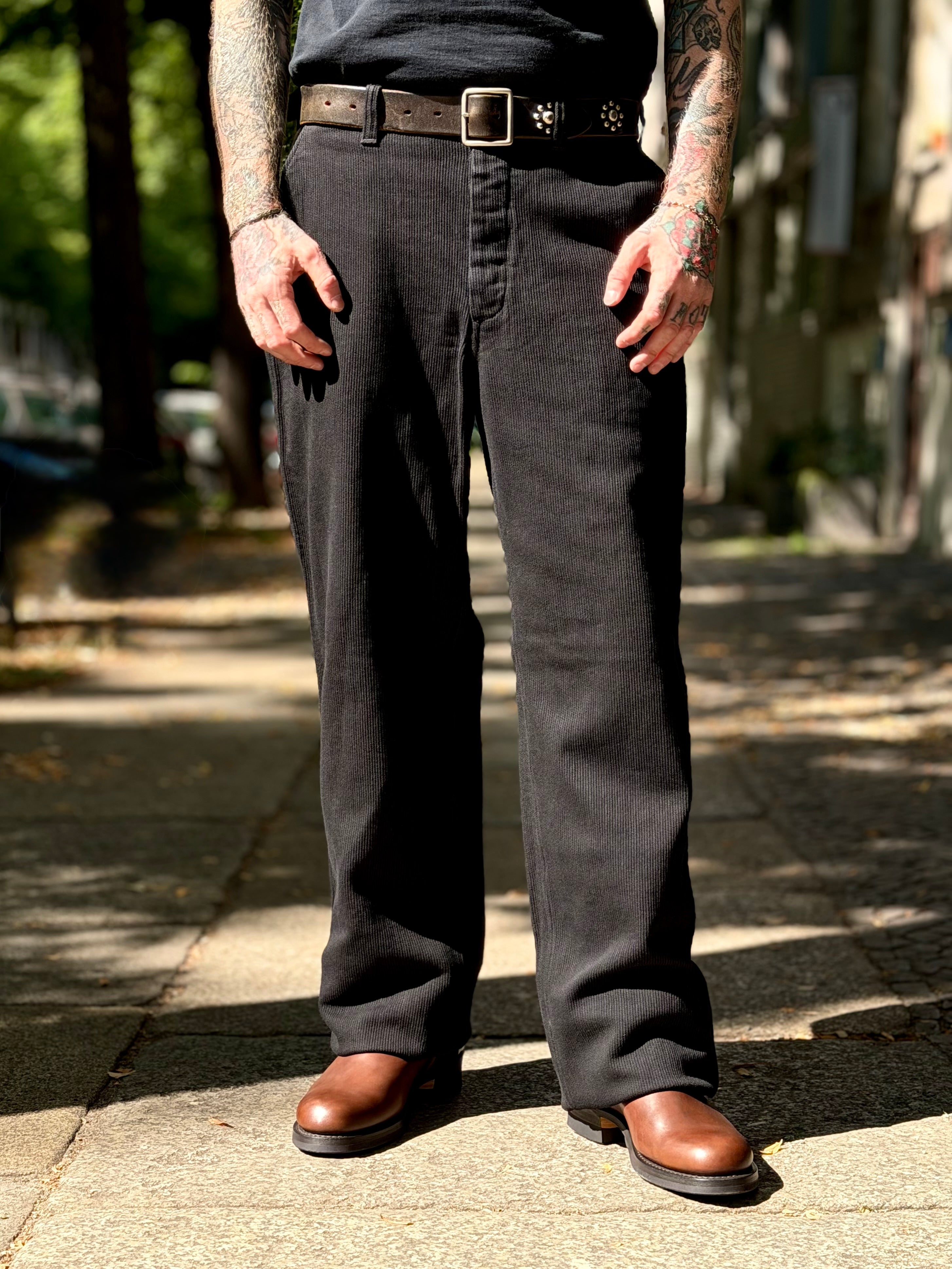 "BLACK ROGUE TROUSERS" - Yarn-dyed Rude Black