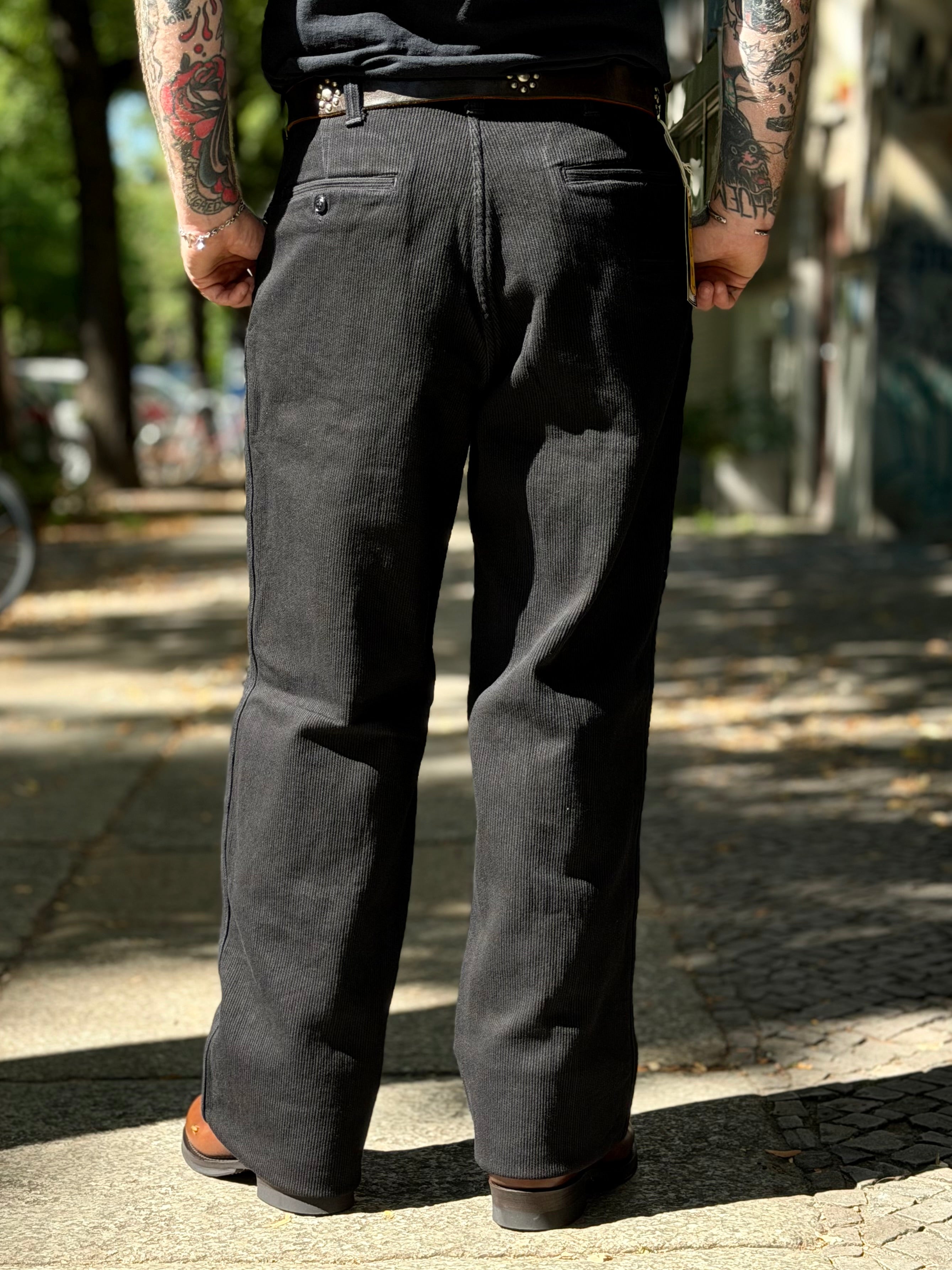 "BLACK ROGUE TROUSERS" - Yarn-dyed Rude Black