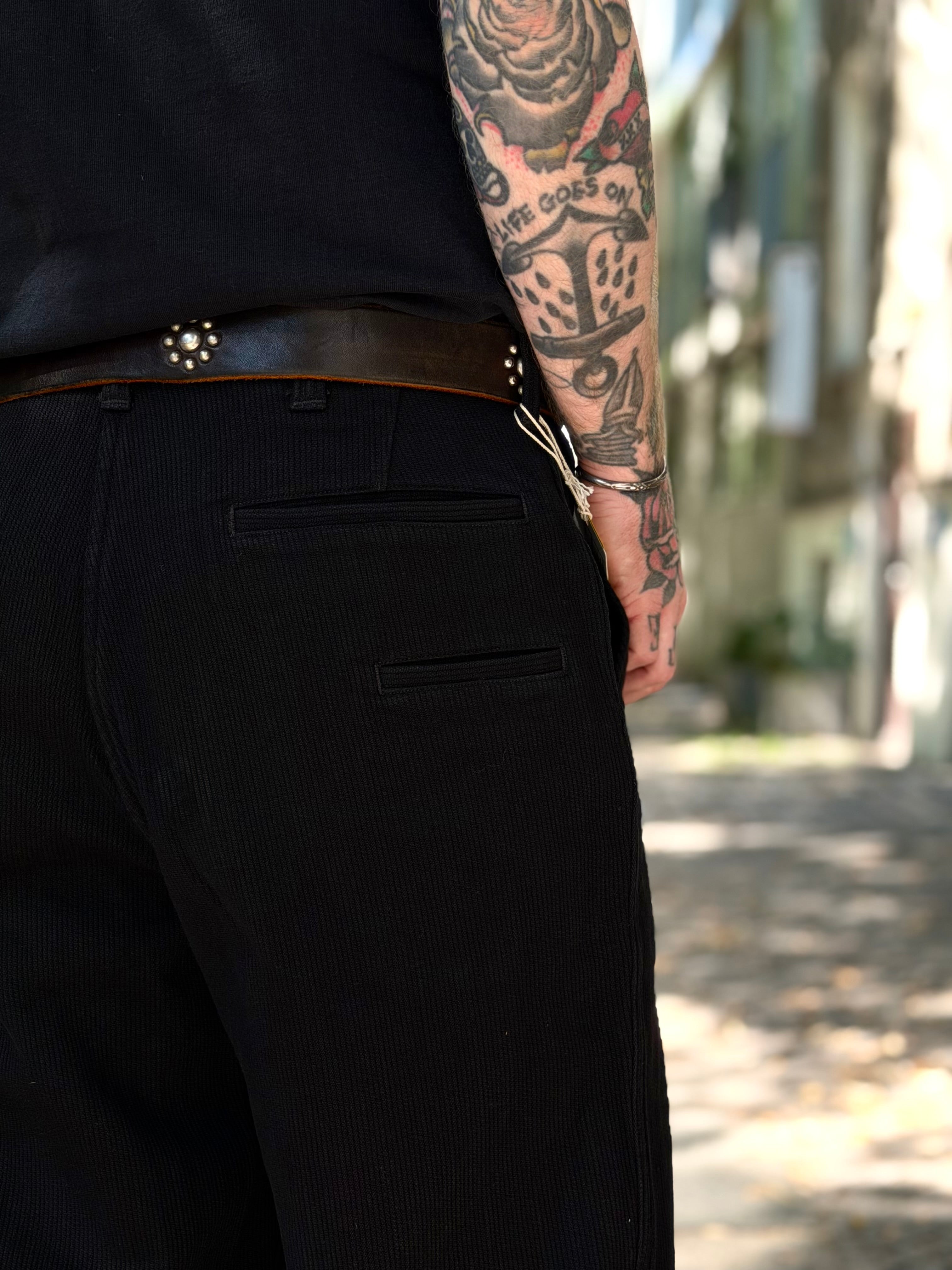"BLACK ROGUE TROUSERS" - Yarn-dyed Rude Black