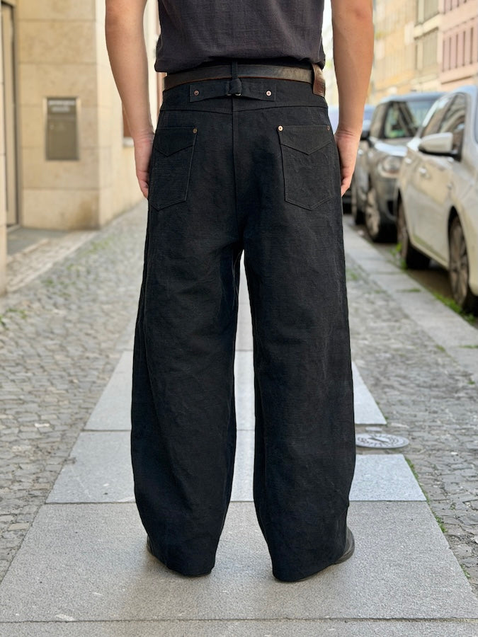 GARAGE VOLT CANVAS W-19 BUCKLE BACK PANTS 15oz Black Faded Canvas fabric