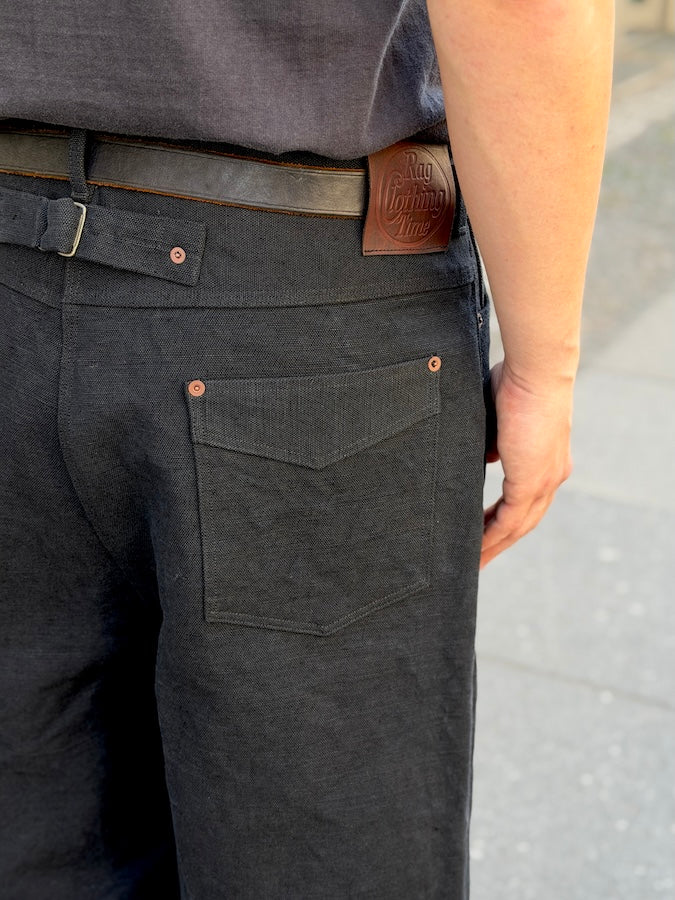 GARAGE VOLT CANVAS W-19 BUCKLE BACK PANTS 15oz Black Faded Canvas fabric