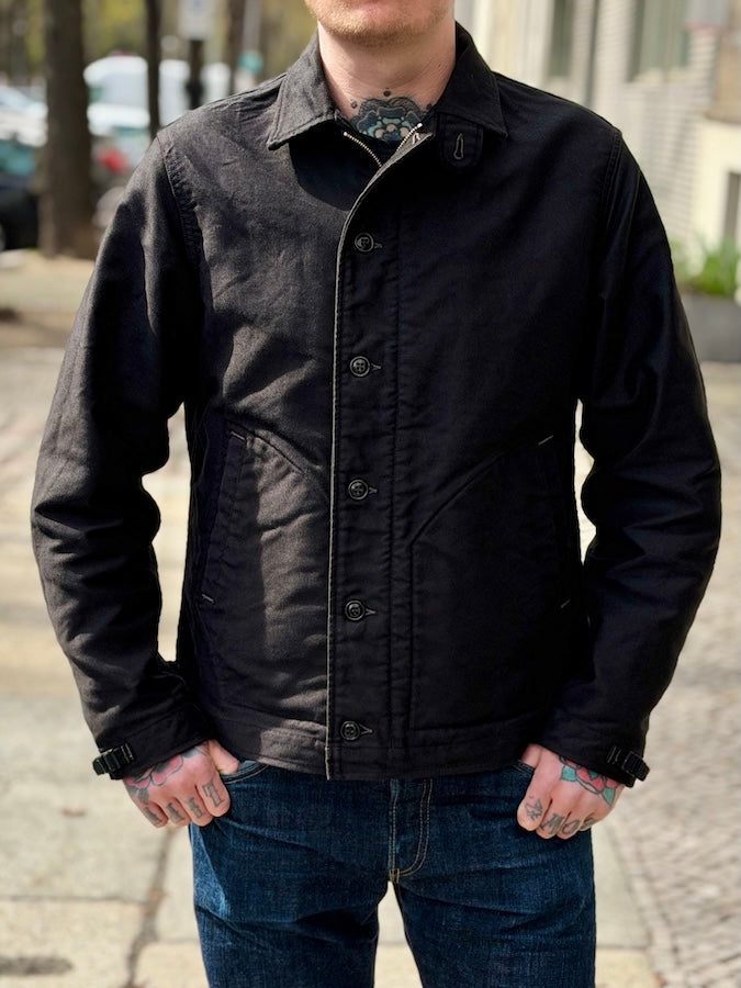 "DECK WORKER JACKET" - 1940~1950s U.S.NAVY MILITARY IMAGE CLOTHING - Jet Black