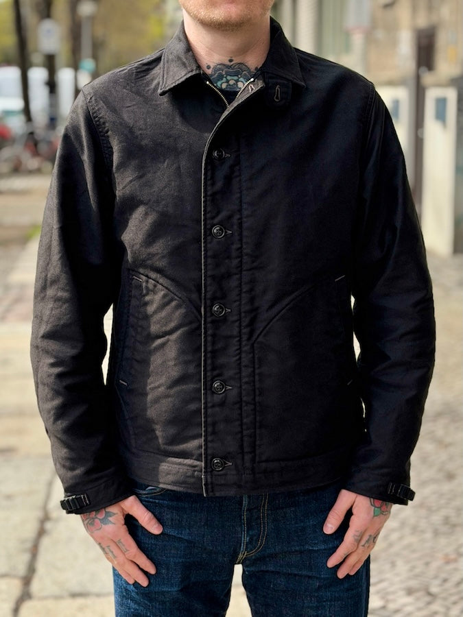 "DECK WORKER JACKET" - 1940~1950s U.S.NAVY MILITARY IMAGE CLOTHING - Jet Black