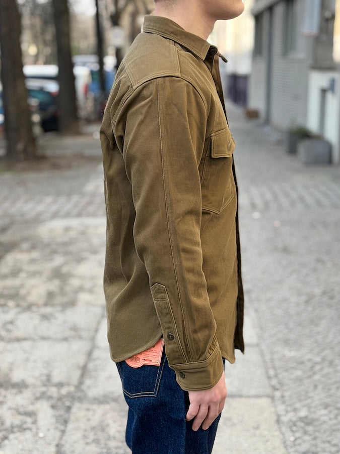 "Gemsa" WORK SHIRT - UNION SPECIAL OVERALLS - 1930s STYLE WORK SHIRT - Khaki Olive
