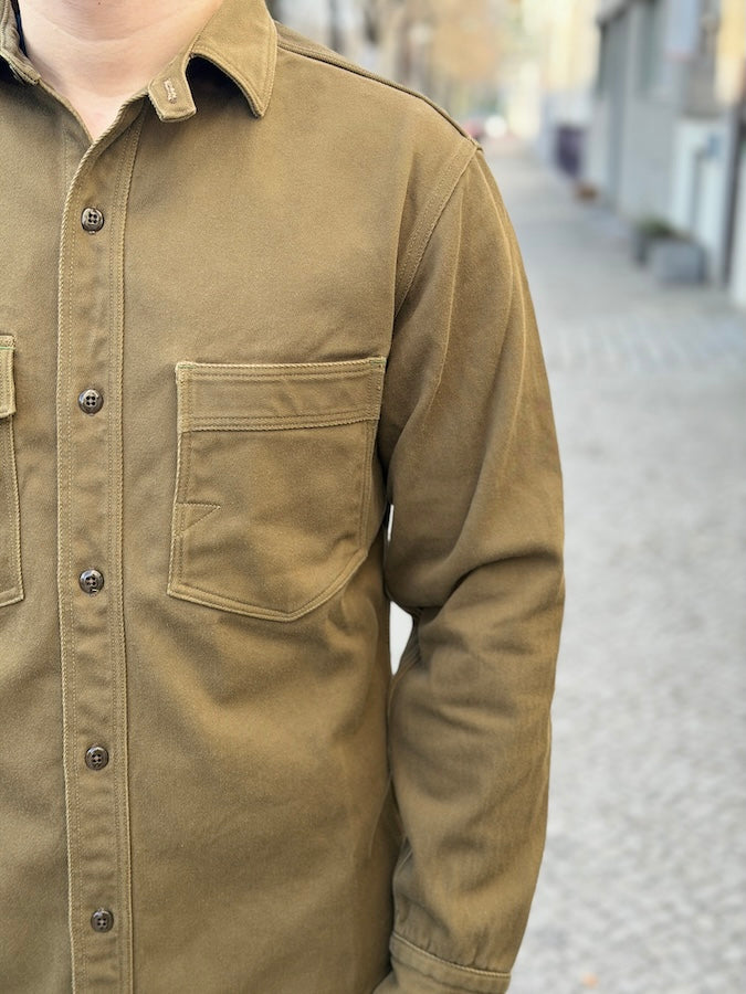"Gemsa" WORK SHIRT - UNION SPECIAL OVERALLS - 1930s STYLE WORK SHIRT - Khaki Olive