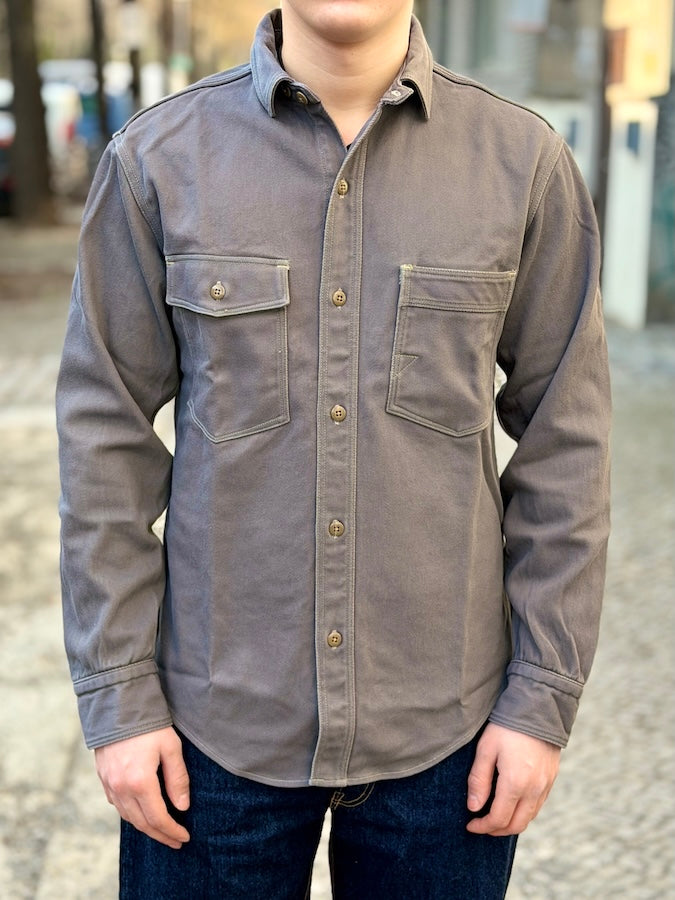 "Gemsa" WORK SHIRT - UNION SPECIAL OVERALLS - 1930s STYLE WORK SHIRT - Steel Gray