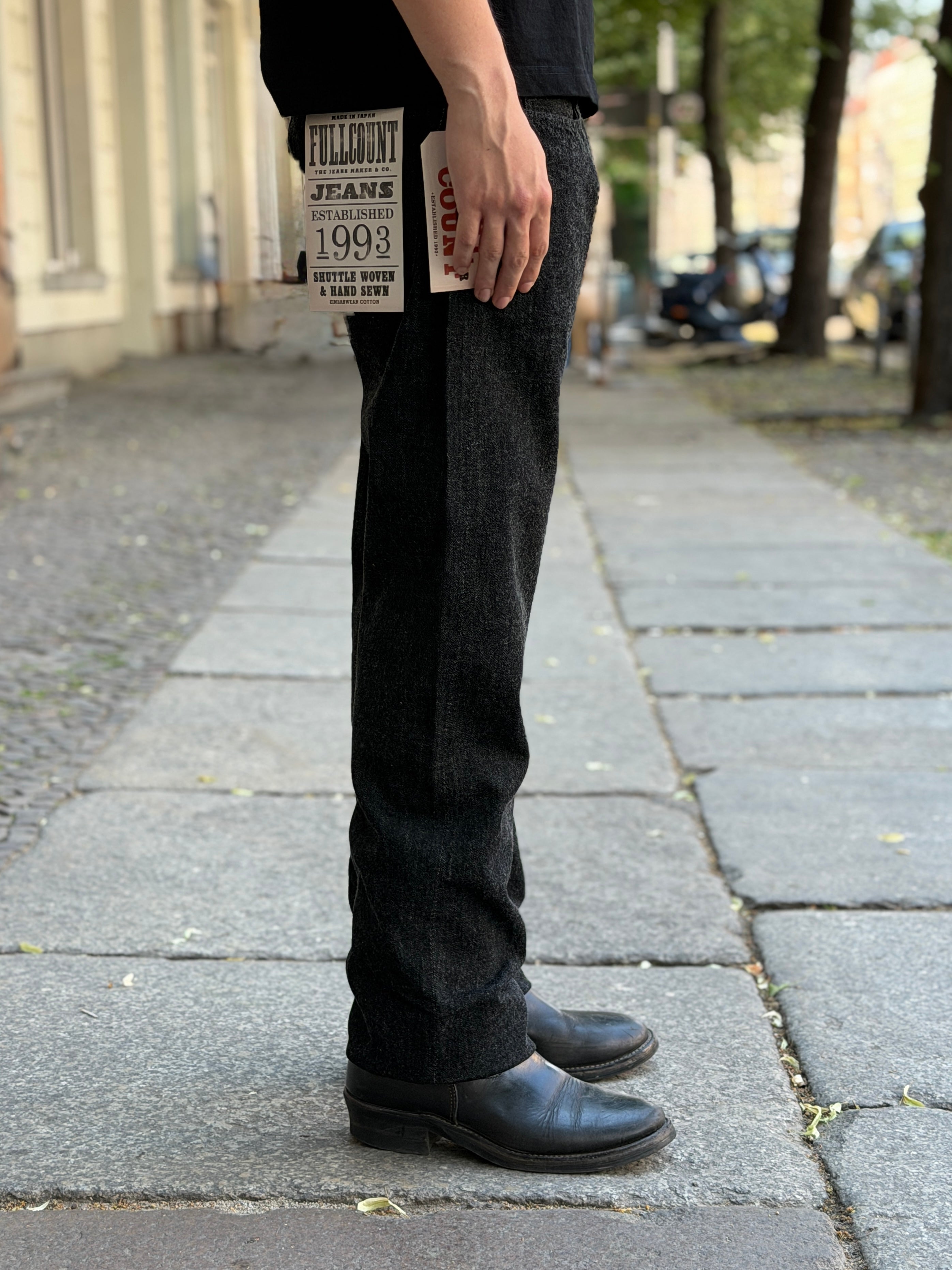 1108BKSS - Slim Straight ( SUPER SMOOTH ) Denim - 11.5oz Black Selvedge Denim - One Washed