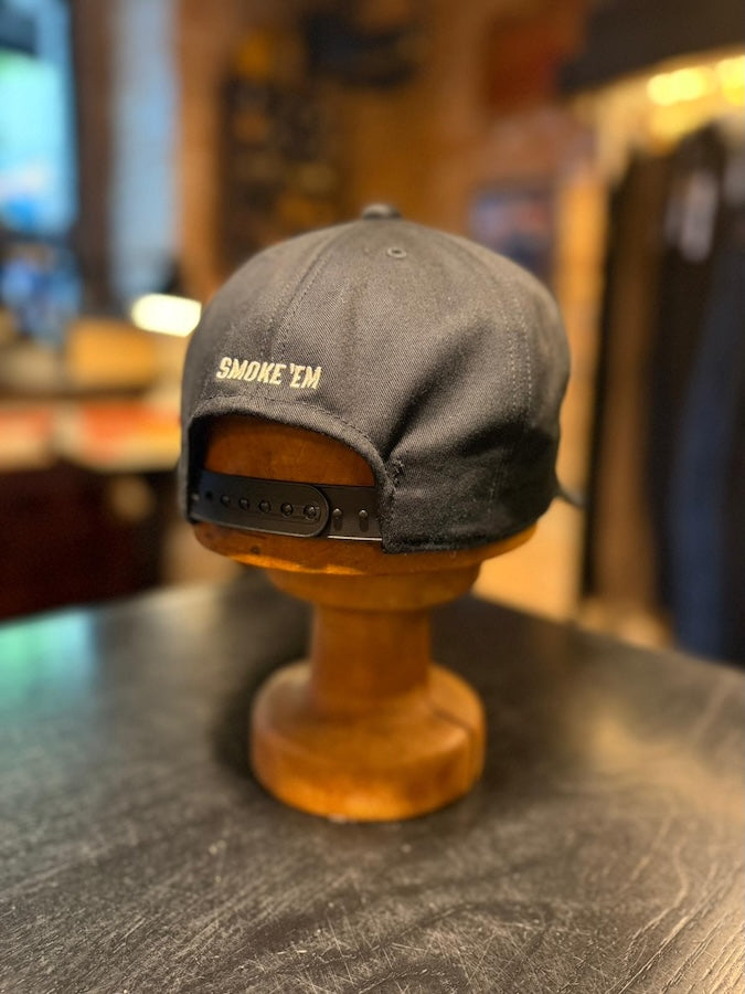 "SMOKE 'EM" 1960's Style Trucker Cap - MOTOR PSYCLONE GARAGE SERIES Black