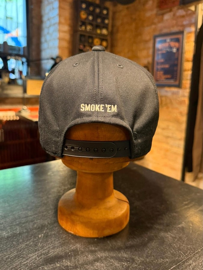 "SMOKE 'EM" 1960's Style Trucker Cap - MOTOR PSYCLONE GARAGE SERIES Black