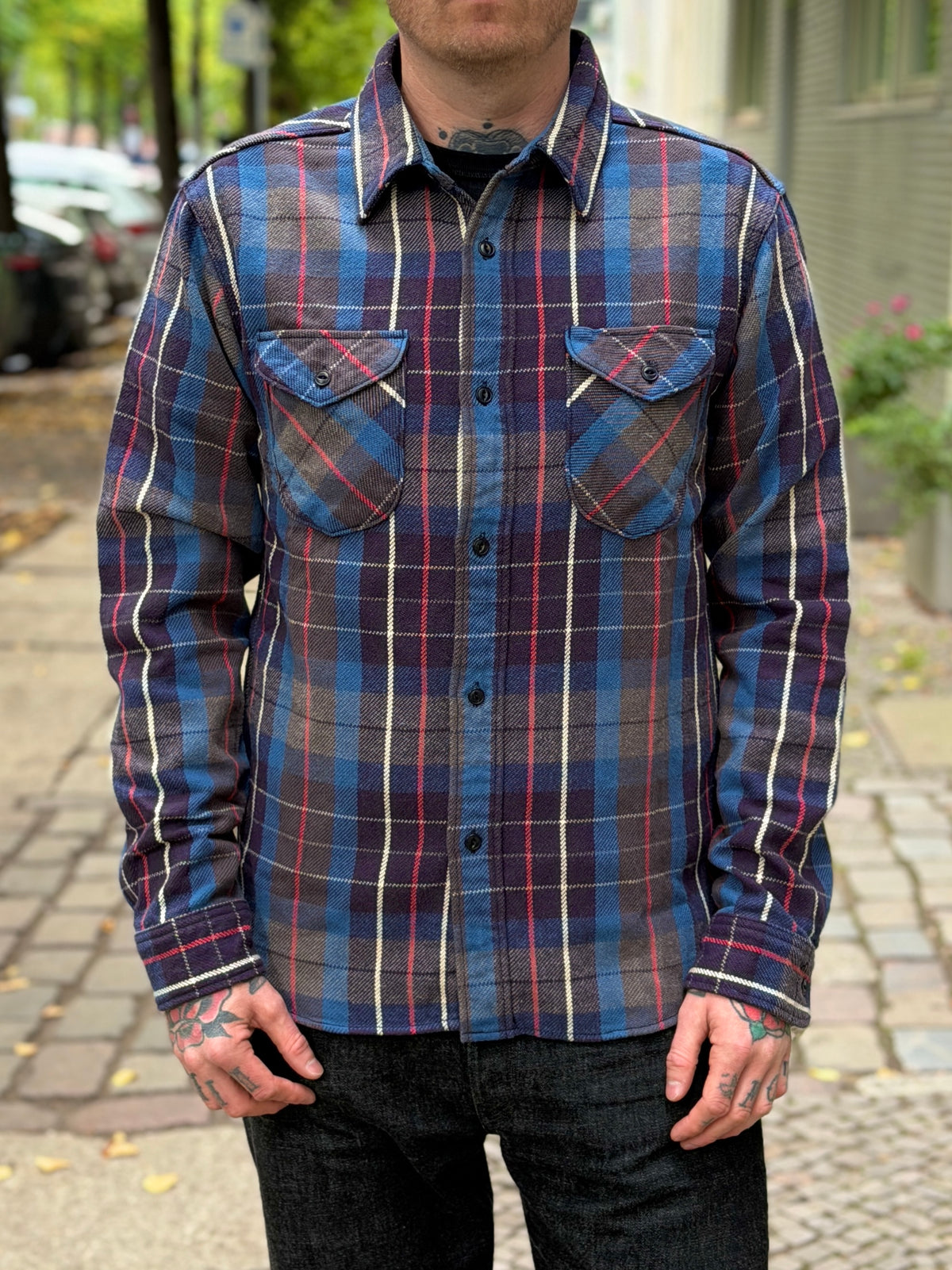 14.5oz Heavy Flannel Shirt - 502653 - Blue