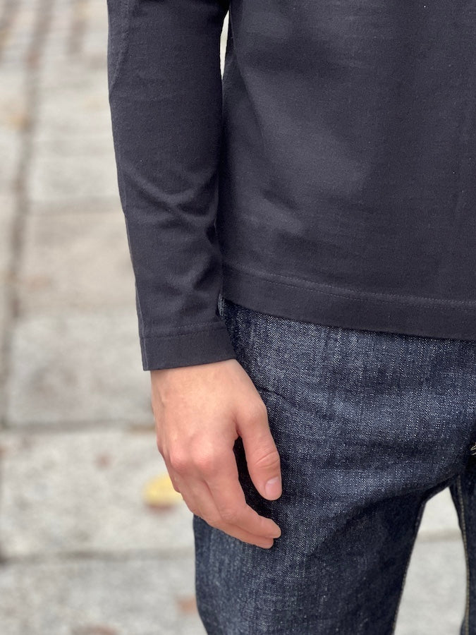 A.G.SPALDING & BROS - Loopwheeled Long Sleeve - COTTON JERSEY FOOTBALL SHIRT - Black