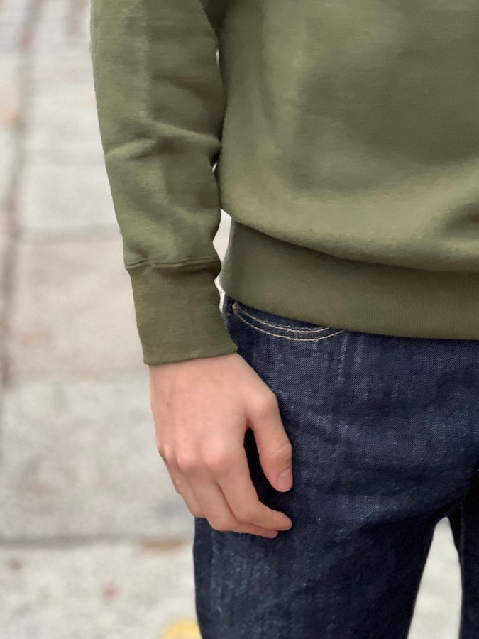 Loopwheeled Sweatshirt - FOOTBALL SHIRT - Olive Drab