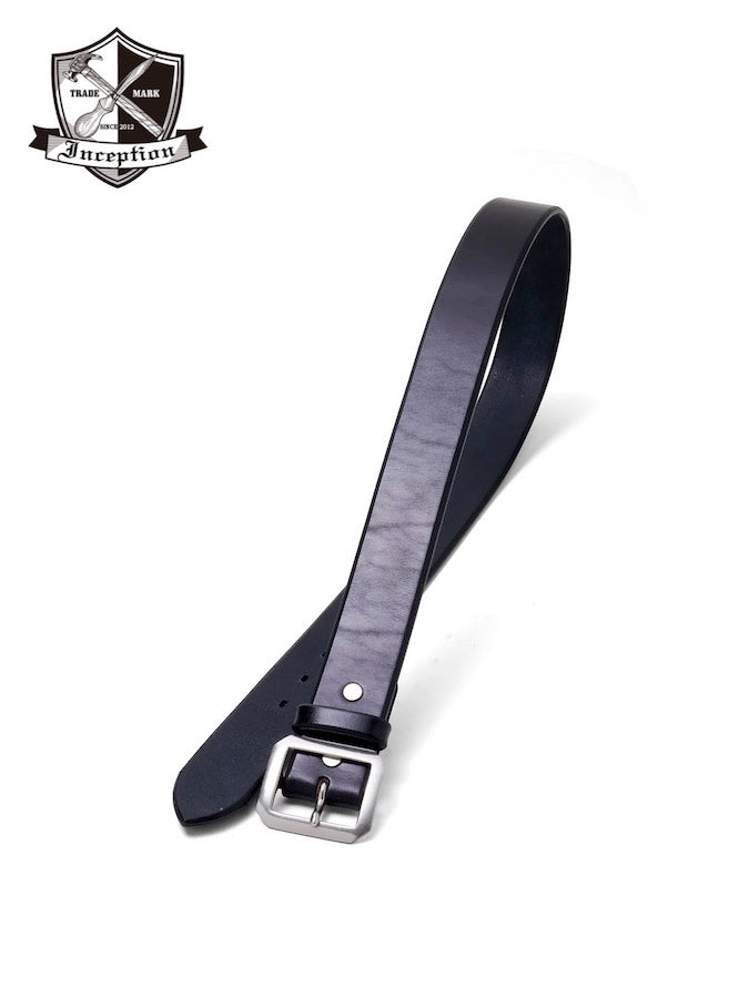 Thick Saddle Leather Garrison Belt - Vegetable Tanned - Black