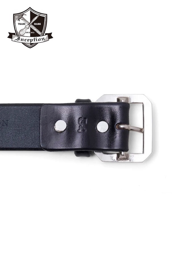 Thick Saddle Leather Garrison Belt - Vegetable Tanned - Black