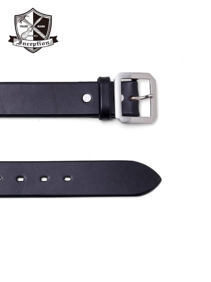 Thick Saddle Leather Garrison Belt - Vegetable Tanned - Black