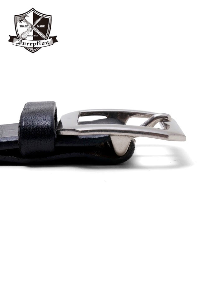 Thick Saddle Leather Garrison Belt - Vegetable Tanned - Black