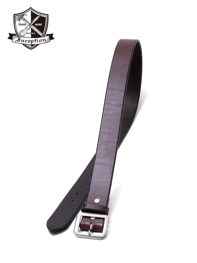 Thick Saddle Leather Garrison Belt - Vegetable Tanned - Brown