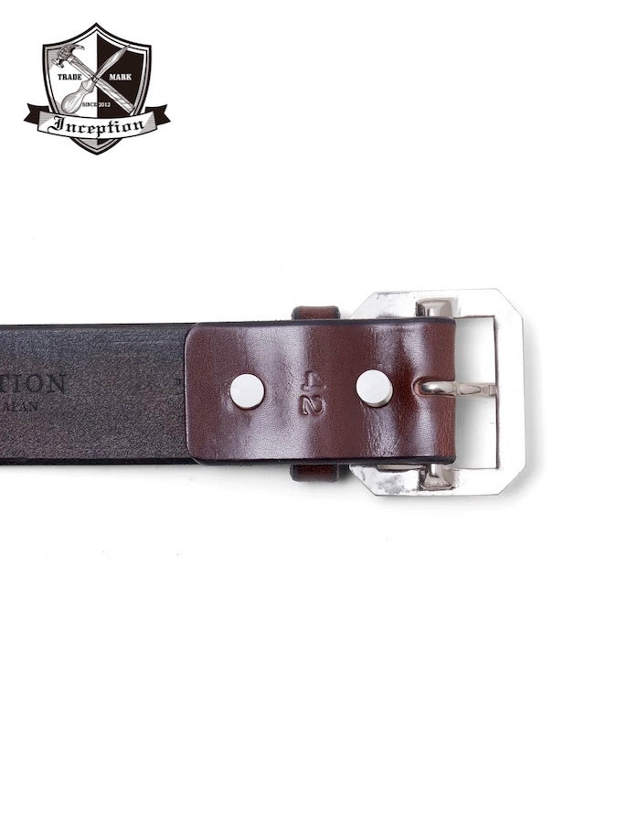 Thick Saddle Leather Garrison Belt - Vegetable Tanned - Brown