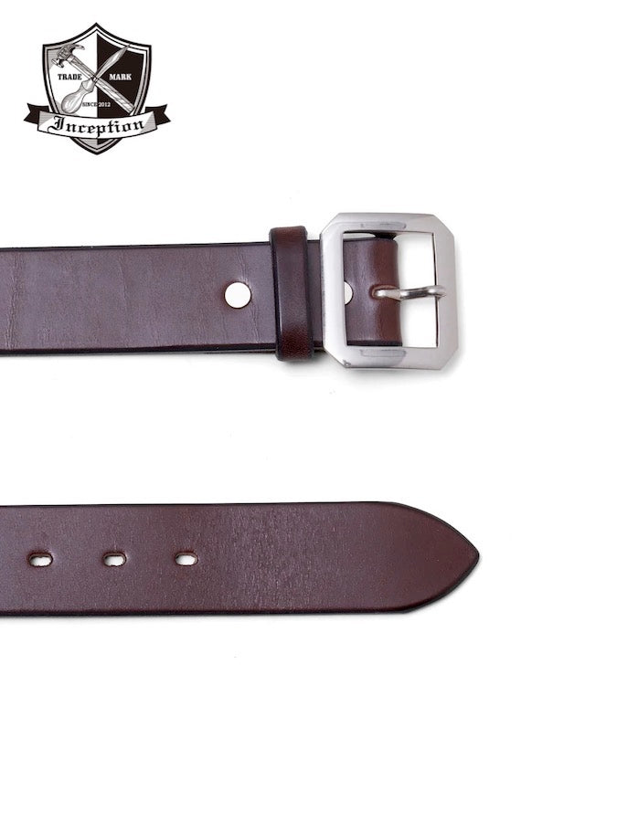 Thick Saddle Leather Garrison Belt - Vegetable Tanned - Brown