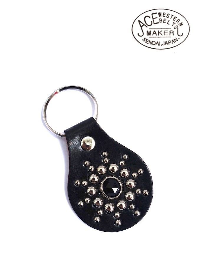 ACE WESTERN BELTS ★ Style No.NS100 ★ Handmade Vintage Studded Jeweled Key Fob - Black