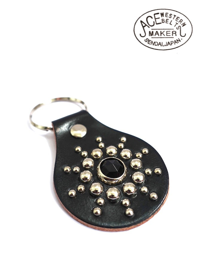 ACE WESTERN BELTS ★ Style No.NS100 ★ Handmade Vintage Studded Jeweled Key Fob - Black