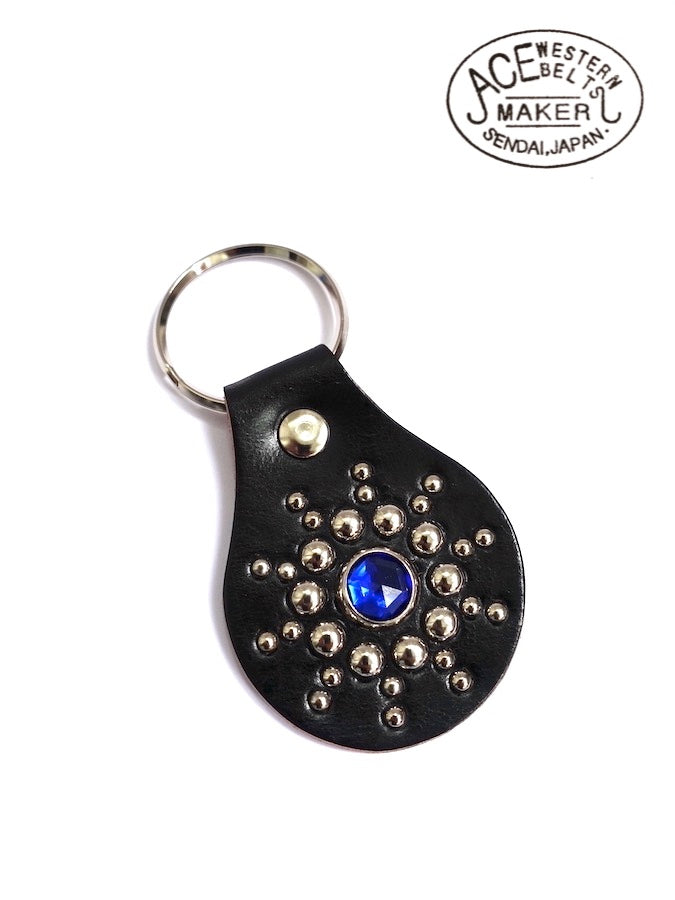 ACE WESTERN BELTS ★ Style No.NS100 ★ Handmade Vintage Studded Jeweled Key Fob - Blue