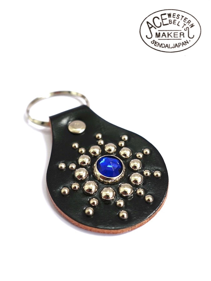 ACE WESTERN BELTS ★ Style No.NS100 ★ Handmade Vintage Studded Jeweled Key Fob - Blue