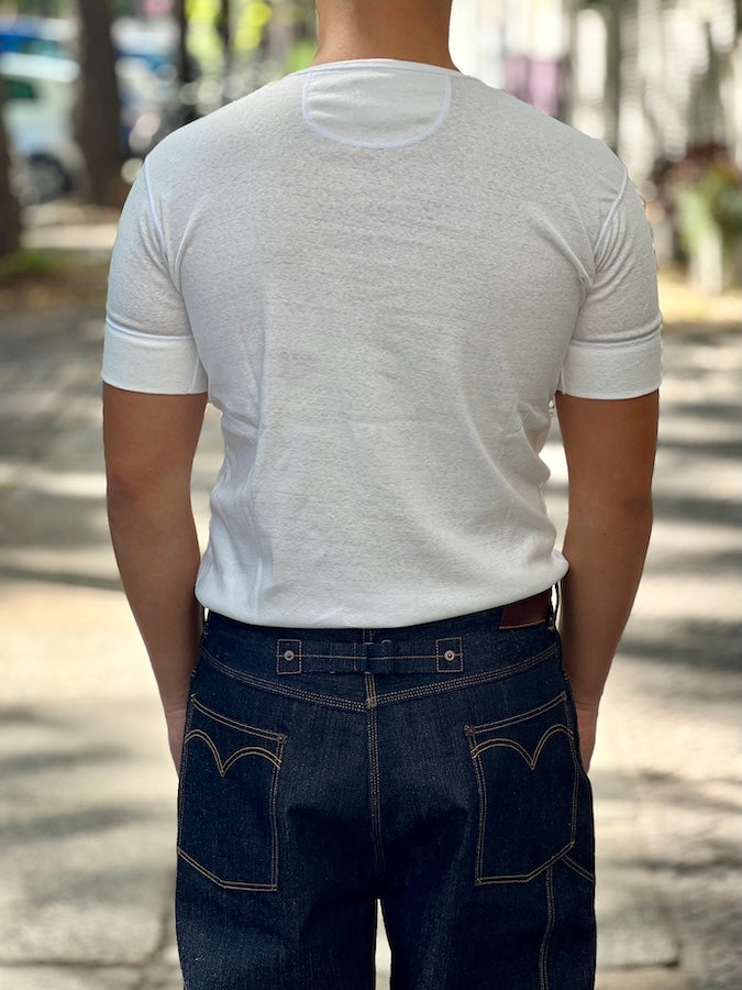 SUREKI PLACKET HENLEYNECK REGULAR RIB S/S SOLID - WHITE