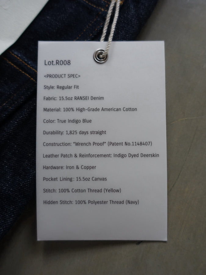 BIG JOHN - R008 (000W) - FLAGSHIP MODEL "RARE" - 15.5oz SAKAMOTO Selvedge Denim - Straight