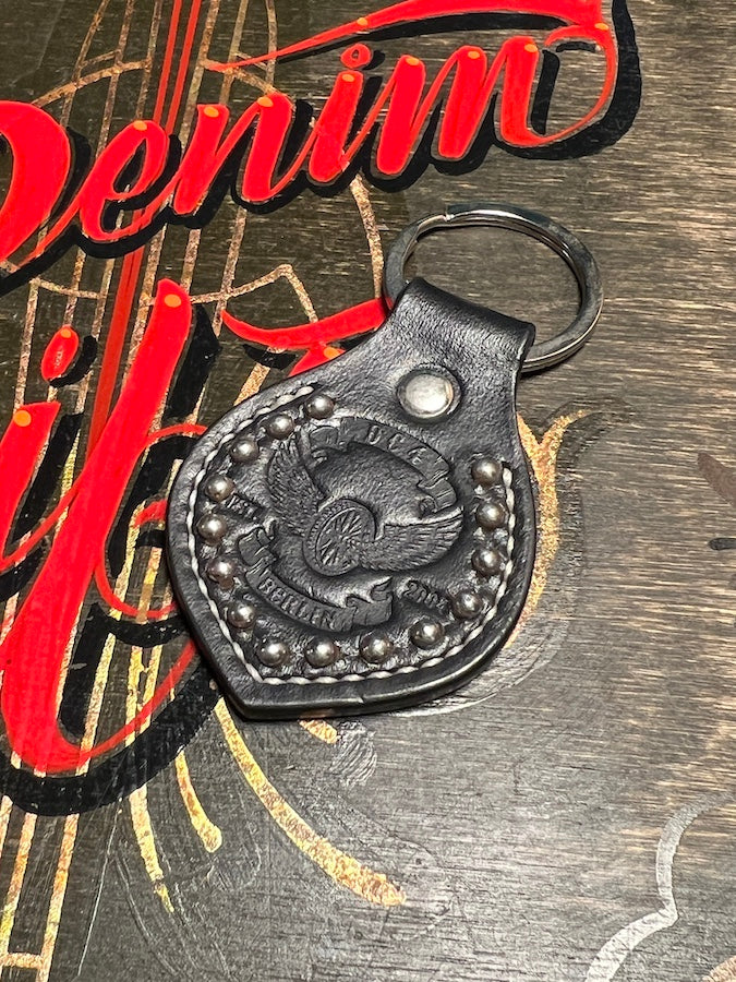 Studded Leather Key Holder - Black