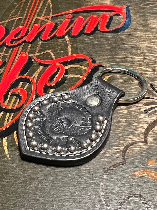 Studded Leather Key Holder - Black