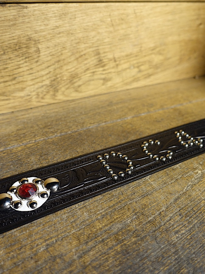 DC4 x ACE WESTERN BELTS ★ Special Collaboration ★ Handmade Vintage Reproduction Studded Jeweled Cowboy Western Belt - Black