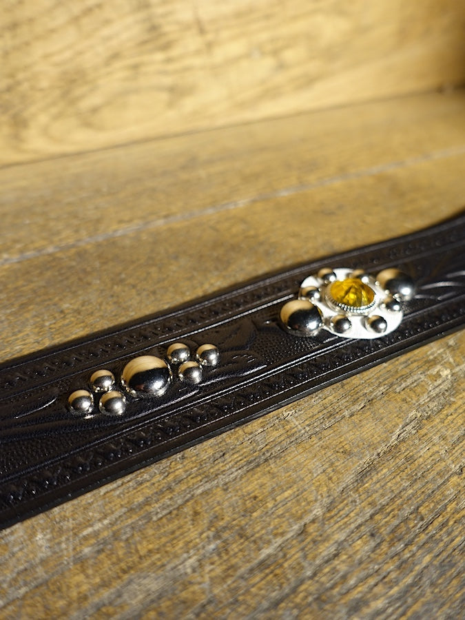 DC4 x ACE WESTERN BELTS ★ Special Collaboration ★ Handmade Vintage Reproduction Studded Jeweled Cowboy Western Belt - Black