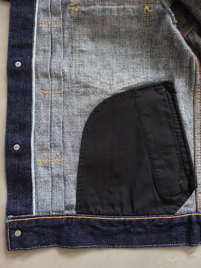 DC4 x Pure Blue Japan - * Limited Collaboration Jacket * - 925 STERLING SILVER plated Buttons - 2nd Type - 16.5oz Slub Denim