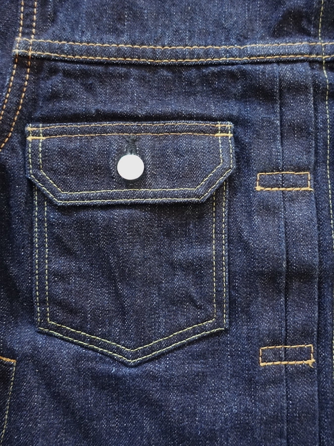 DC4 x Pure Blue Japan - * Limited Collaboration Jacket * - 925 STERLING SILVER plated Buttons - 2nd Type - 16.5oz Slub Denim