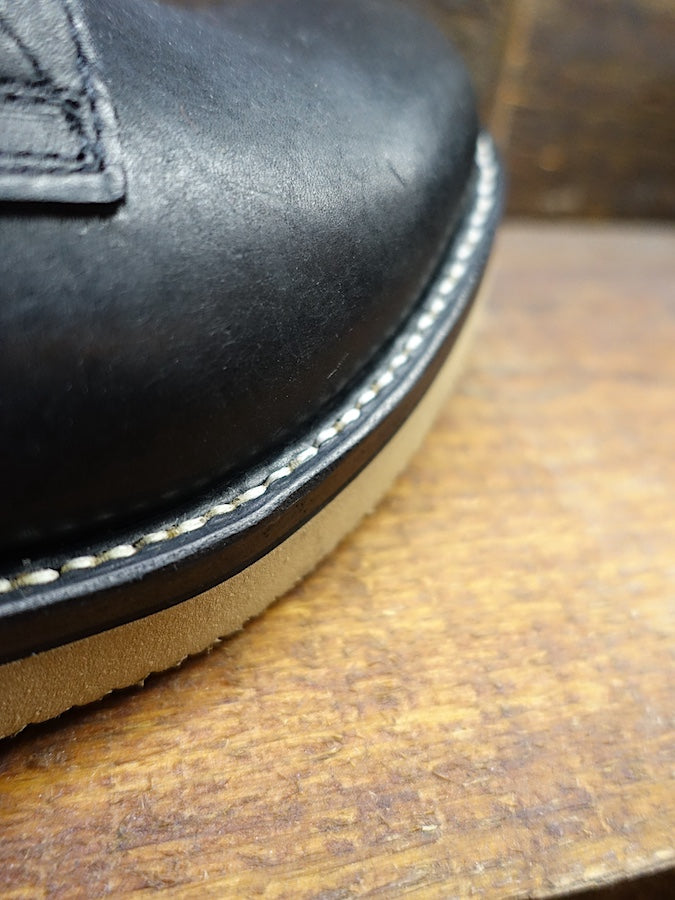 BONEAKERS LINE - SW6 Boots - Black OILED SCRATCH Leather - 6 inch Height