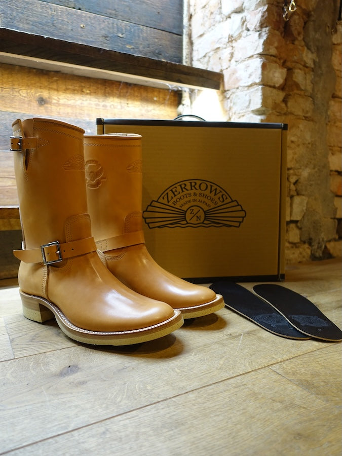 DC4 x ZERROWS x DR.SOLE originals - CUSTOM - TYPE ONE Engineer Boots - Tan Premium HORSEBUTT Leather