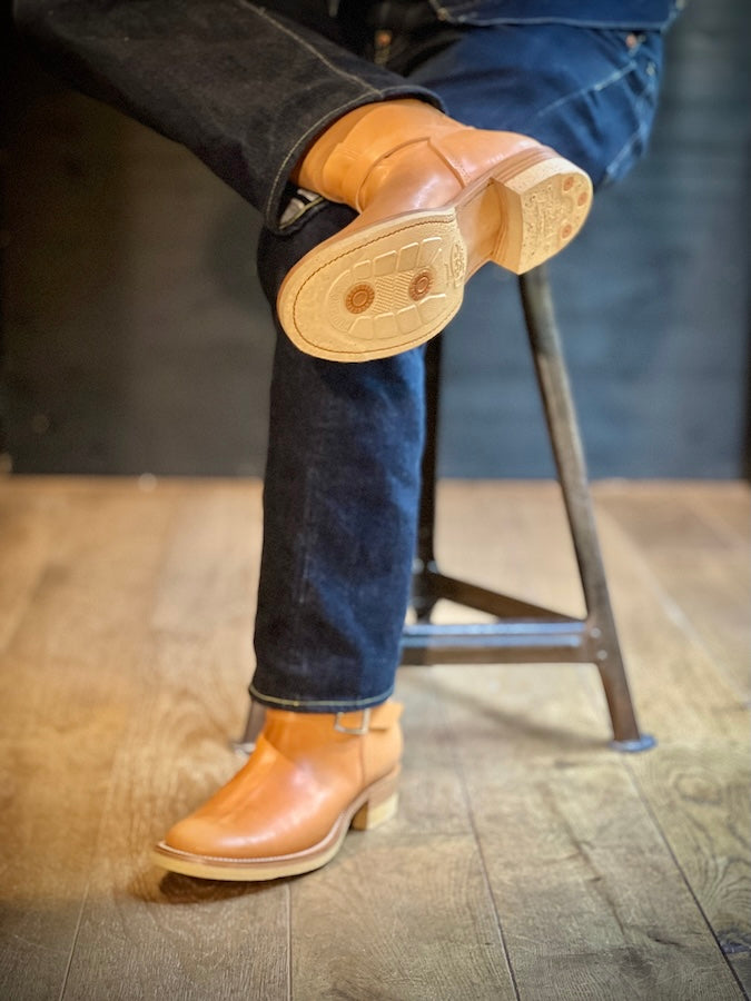 DC4 x ZERROWS x DR.SOLE originals - CUSTOM - TYPE ONE Engineer Boots - Tan Premium HORSEBUTT Leather