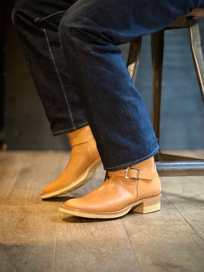 DC4 x ZERROWS x DR.SOLE originals - CUSTOM - TYPE ONE Engineer Boots - Tan Premium HORSEBUTT Leather