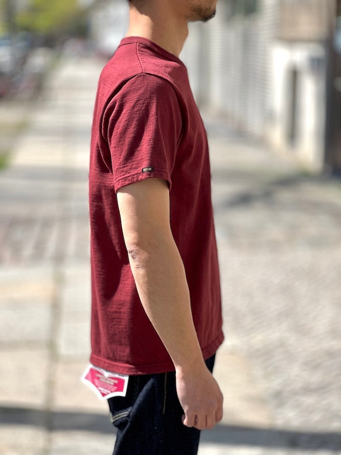 DELUXEWARE - DXT Series - 12.5oz Heavyweight Loopwheeled T-Shirt - Maroon Red - The fabric is produced in Wakayama - Sewn on vintage UNION SPECIAL 52800 machines