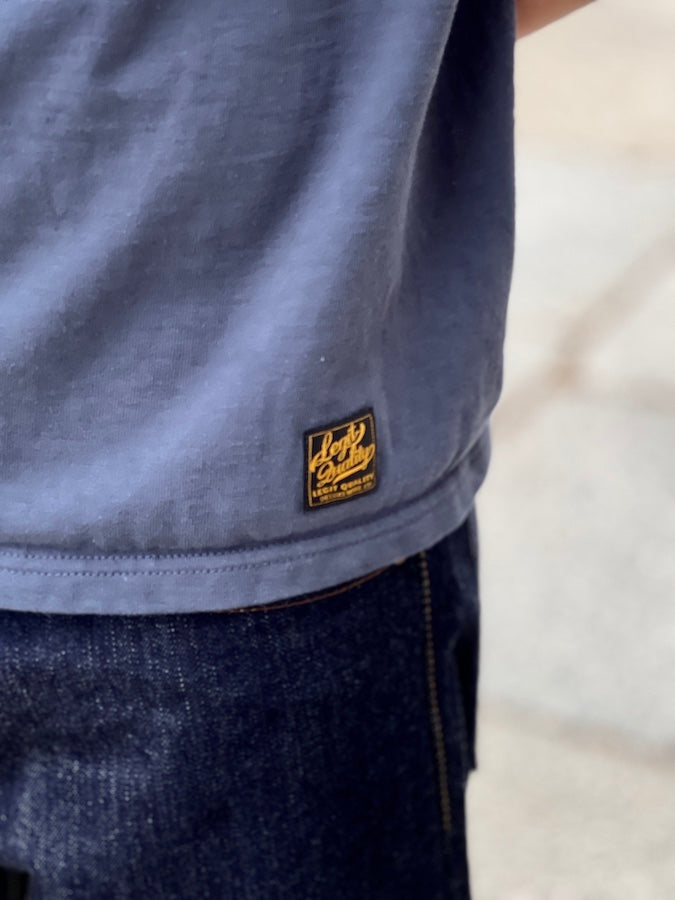 DELUXEWARE - DXT Series - 12.5oz Heavyweight Loopwheeled T-Shirt - BLUE J. - The fabric is produced in Wakayama - Sewn on vintage UNION SPECIAL 52800 machines