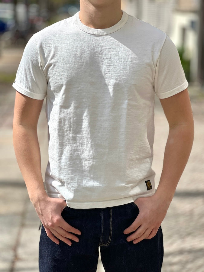 DELUXEWARE - DXT Series - 12.5oz Heavyweight Loopwheeled T-Shirt - WHITE - The fabric is produced in Wakayama - Sewn on vintage UNION SPECIAL 52800 machines