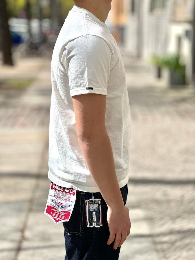 DELUXEWARE - DXT Series - 12.5oz Heavyweight Loopwheeled T-Shirt - WHITE - The fabric is produced in Wakayama - Sewn on vintage UNION SPECIAL 52800 machines