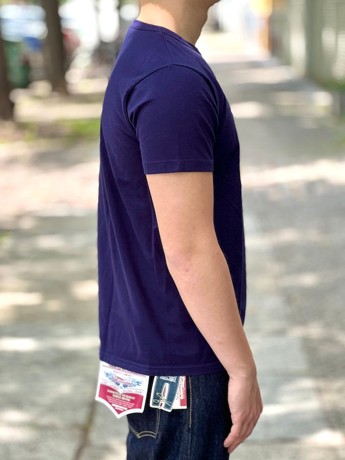 DELUXEWARE - MT Series - 7.5oz Lightweight Loopwheeled T-Shirt - FOOT.BLUE - The fabric is produced in Wakayama - Sewn on vintage UNION SPECIAL 52800 machines