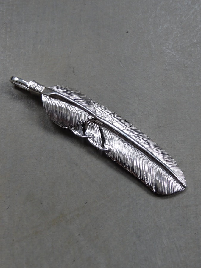First Arrow's - Feather Pendant with Heartfeather - Large - Left