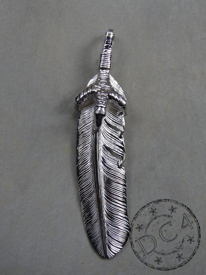 P-567R - Feather Pendant with Eagle Grab - Large - Right