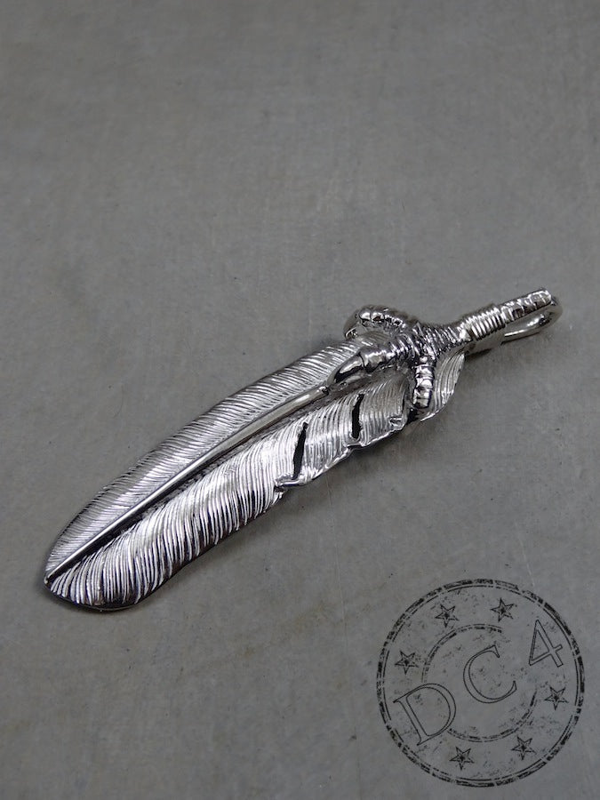 P-567R - Feather Pendant with Eagle Grab - Large - Right