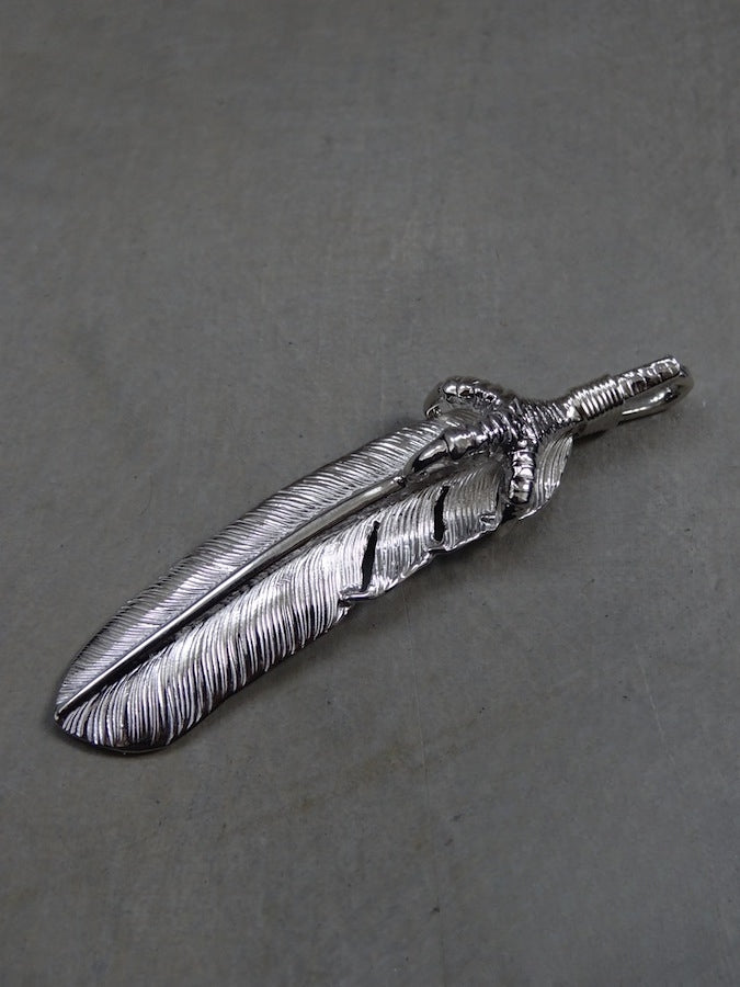 P-567R - Feather Pendant with Eagle Grab - Large - Right