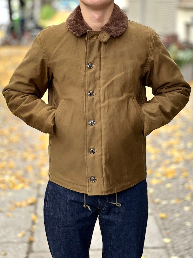 1940'S MILITARY CLOTHING "NAVY DEPARTMENT" N-1 Deck Jacket - Dark Khaki Beige
